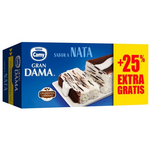 CAMY Tarta de helado de nata con laminas de crujiente chocolate, recubierta de cacao 750 ml.