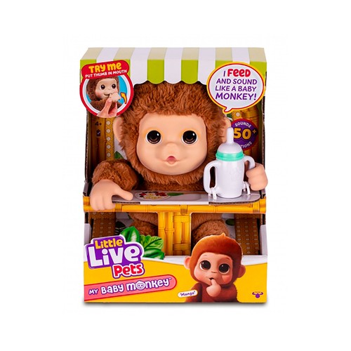 Mascota interactiva LITTLE LIVE PETS My Baby Monkey con sonidos y reacciones, +4 años.