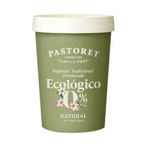 PASTORET Yogur natural desnatado ecológico (0% materia grasa) 500 g.