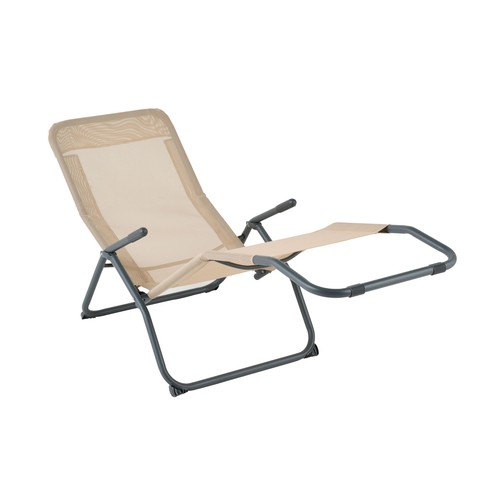 Tumbona de acero y textileno basculante, beige, de 140x60 cm, GARDENSTAR.