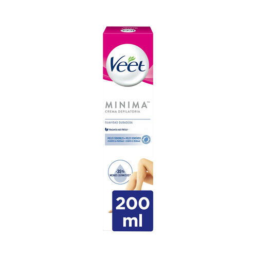 VEET Crema depilatoria de piernas y cuerpo, para pieles sensibles VEET Minima 200 ml.