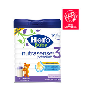 HERO Leche (3) de crecimiento para bebes a paritr de 12 meses HERO Baby Nutrasense premium 800 g.