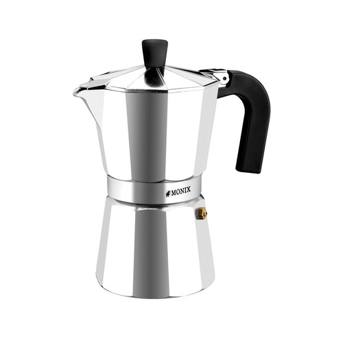 Cafetera italiana Vitro de 6 tazas de aluminio con recubrimiento interior antiadherente MONIX.