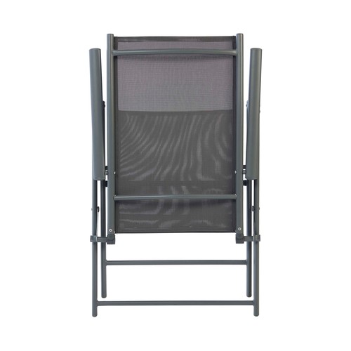 Silla de jardín plegable de acero y textileno, color gris, GARDEN STAR ALCAMPO.