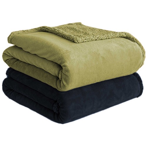 Manta 240x220 coral/borreguito, diseño Brumes Vegetales para cama. ACTUEL
