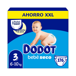 Imagen de DODOT Bebé-seco Pañales talla 3 (6-10 kg) 176 uds.
