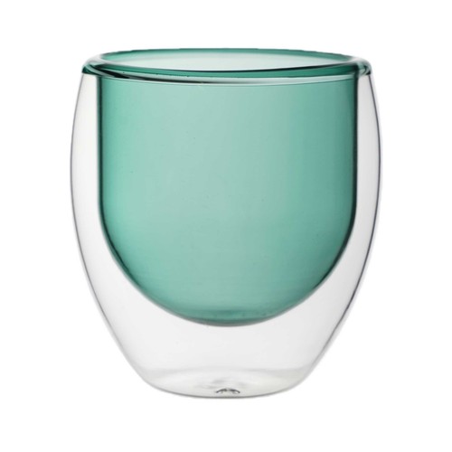 Vaso 15cl vidrio borosilicato, doble pared verde. ACTUEL