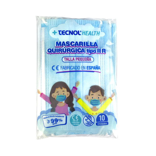 TECNOL Mascarillas quirúrgicas desechables infantiles (tipo IIR) TECNOL 10 uds.