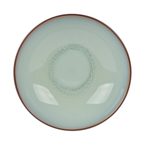 Plato hondo de gres bicolor, verde y blanco, 22cm., STONEWARE.