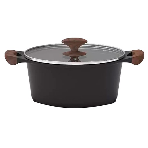 Cacerola de 24cm fabricada en aluminio con interior antiadherente y tapa,  serie Quantanium GEVI 8 ACTUEL
