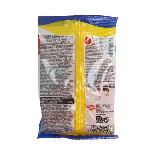 DAMEL Caramelos de goma, ositos, sin azúcares añadidos 100 g.