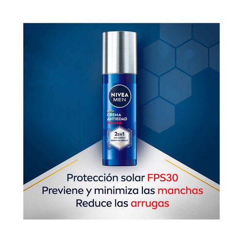 NIVEA Men power Crema hidratante y antiedad con acción antimanchas y FPS 30 50 ml.