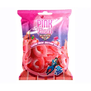 BURMAR Caramelos de goma, aros de fresa 100 g.