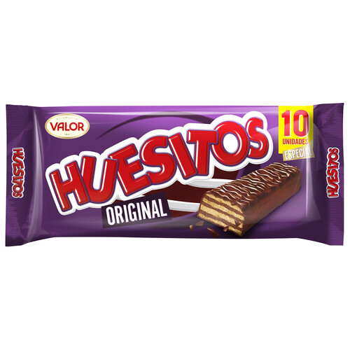 Barritas de barquillo cubierto de chocolate HUESITOS 10 uds. 200 g.