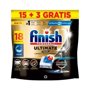 FINISH ULTIMATE Lavavajillas máquina plus reg. 15 + 3 dosis 176 g.