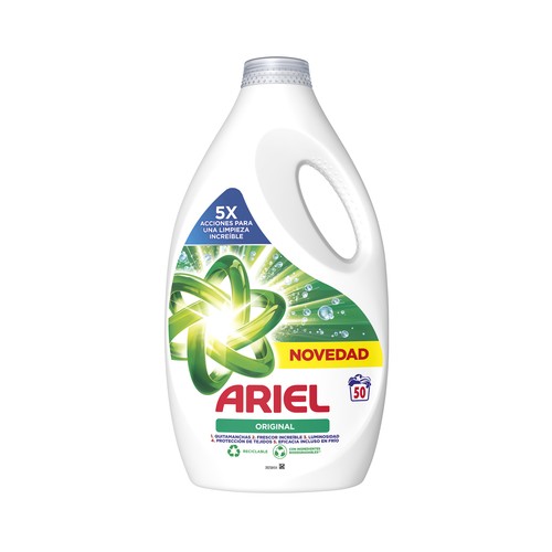 ARIEL Original Detergente líquido para lavadora, con acción 5 en 1.  50 lavados