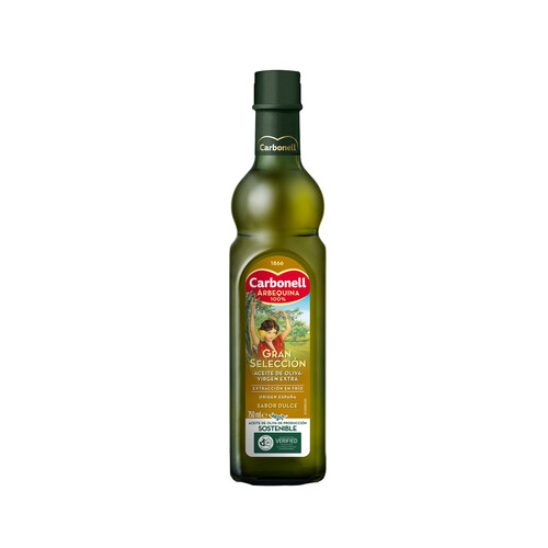 CARBONELL GRAN SELECCION  Aceite de oliva virgen extra Arbequina 100 % botella de cristal de 750 ml.