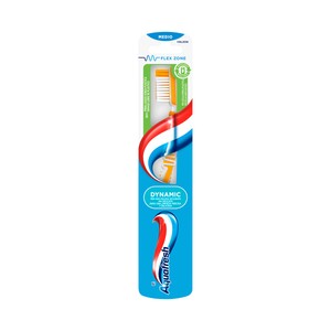 AQUAFRESH Dynamic Cepilo de dientes medio con mango Flexi zone, para una limpieza precisa y delicada.