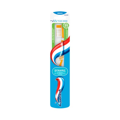 AQUAFRESH Dynamic Cepilo de dientes medio con mango Flexi zone, para una limpieza precisa y delicada.