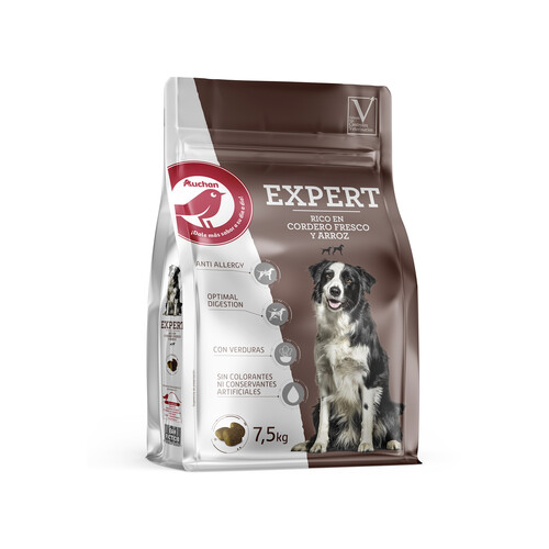 PRODUCTO ALCAMPO Pienso premium para perro a base de cordero y arroz AUCHAN EXPERT saco de 7,5 kg.