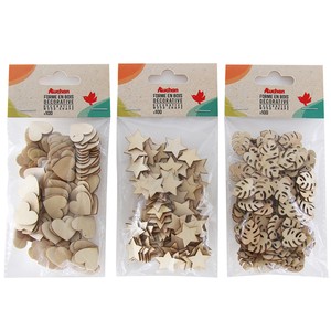 Imagen de 100 accesorios de madera natural 3 formas variadas, AUCHAN. 