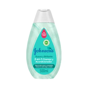 JOHNSON´S Suave y brillante Champú y acondicinador para todo tipo de cabellos incluso largo o rizado 500 ml.