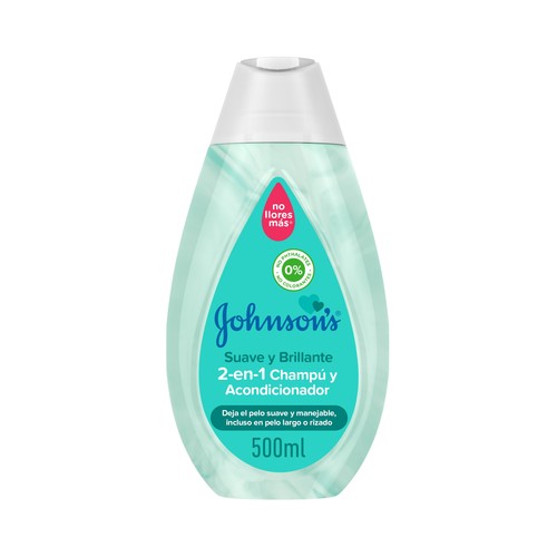 JOHNSON´S Suave y brillante Champú y acondicinador para todo tipo de cabellos incluso largo o rizado 500 ml.