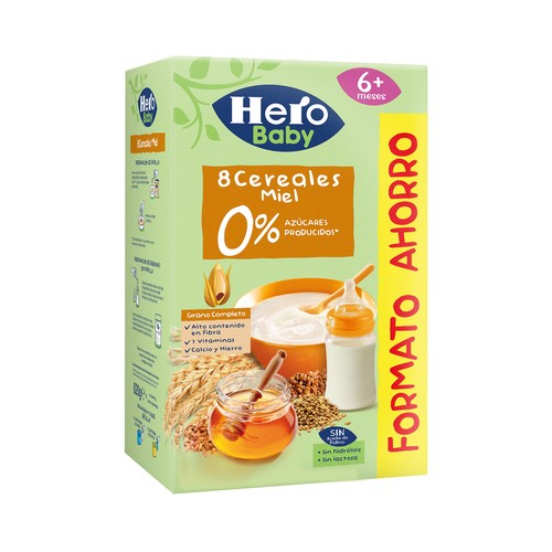 HERO Papilla 8 cereales con miel, a partir de 6 meses 820 g.
