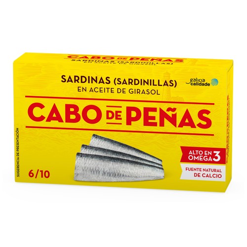 Sardinillas en aceite de girasol CABO DE PEÑAS lata de 60 g.