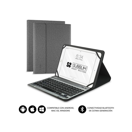 Funda para tablet 10,1" con teclado SUBBLIM Keytab Pro, conexión Bluetooth, función soporte, cierre magnético.