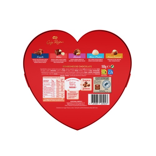 CAJA ROJA DE NESTLÉ Bombones surtidos de chocolate lata corazón 169 g.