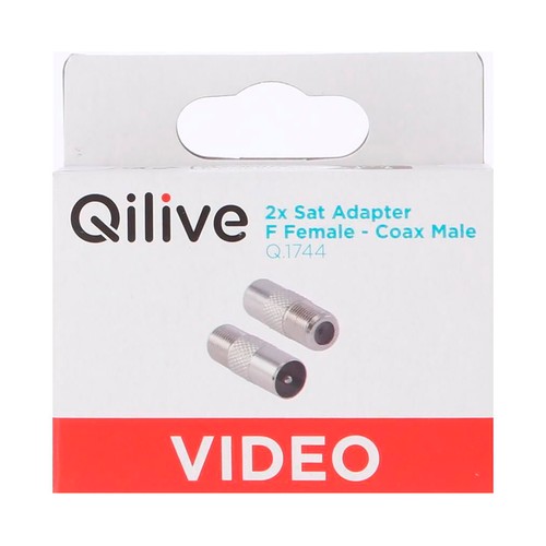 Adaptador QILIVE de coaxial macho a satélite hembra.