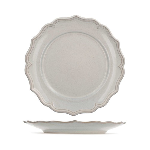 Plato llano 27cm stoneware, modelo Sinfonía ivory. H&H