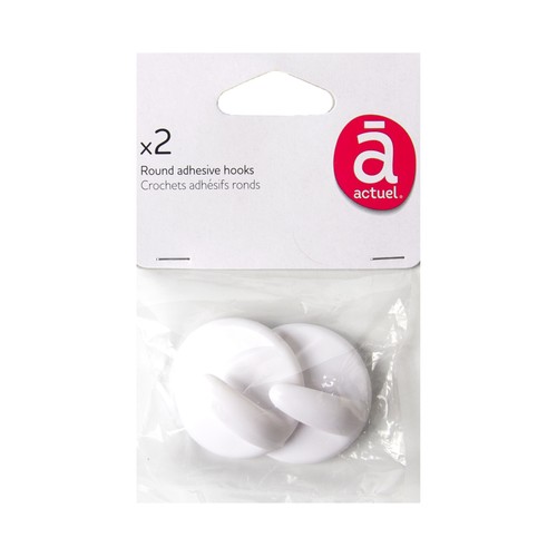 Set de 2 ganchos adhesivos de plástico para paños de cocina, ACTUEL.