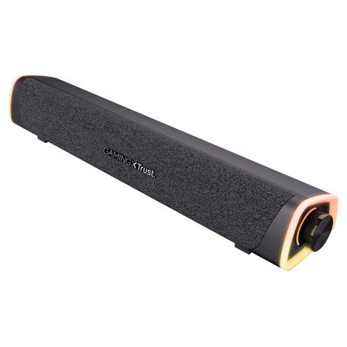 Barra de sonido gaming TRUST Axon GXT620, micrófono, aux, conector 3,5 mm, alimentación USB.