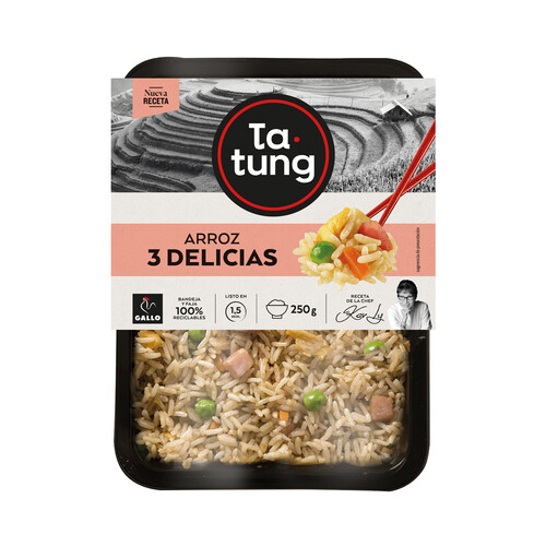 TA-TUNG Arroz tres delicias, listo para calentar y comer TA-TUNG 250 g.