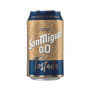 SAN MIGUEL Cerveza tostada sin alcohol (0,0% Vol.) SAN MIGUEL lata de 33 cl.