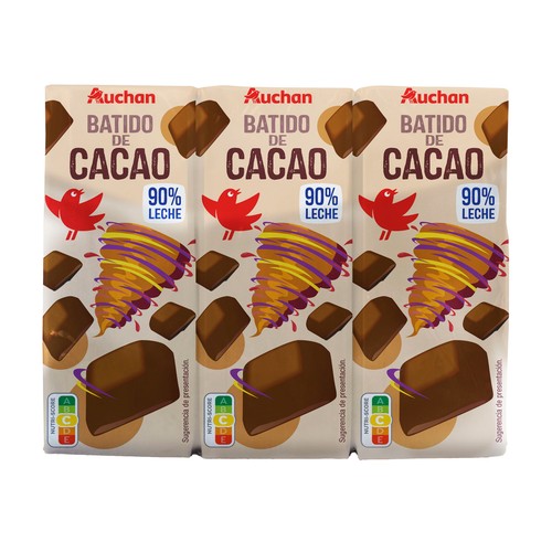 AUCHAN Batido con sabor a chocolate, elaborado con un 90% de leche 6 x 200 ml Producto Alcampo.