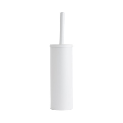 Escobillero alto de metal de color blanco mate, medidas: 9x40 cm, ACTUEL.