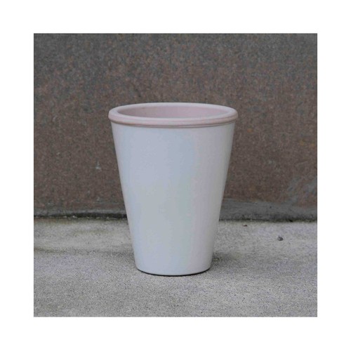 Maceta esmaltada de color blanco, 13,5x17,5cm IBERLUS.