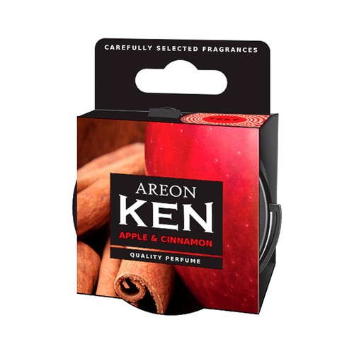 Ambientador de coche regulable en envase de lata con olor a manzana y canela modelo Ken AREON 1 unidad.