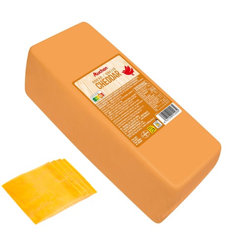 AUCHAN Queso barra Cheddar al corte Producto Alcampo. - Loncha normal 1 a 2 mm