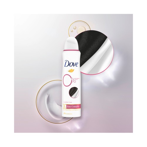 DOVE Invisible care 0% Desodorante en spray para mujer, sin alcohol ni sales de aluminio 150 ml.