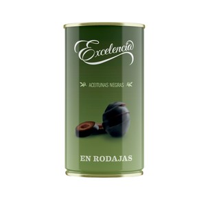 Imagen de EXCELENCIA Aceitunas negras sin hueso en rodajas EXCELENCIA lata de 175 g.