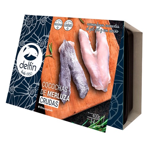 DELFÍN Cocochas de merluza crudas y ultracongeladas 400 g.