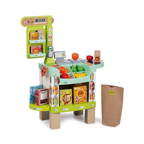Supermercado Bio con sonidos ¡con menos plástico y más cartón! Contiene 20 Accesorios, 78x19x59,5 Cm, CHICOS