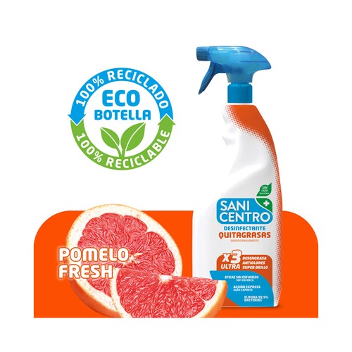 SANICENTRO Quitagrasas desinfectante sin lejia, con aroma a pomelo fresh 750 ml.