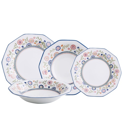 Vajilla completa Bengal de 18 piezas, 6 servicios, fabricada en loza inglesa decorada CHURCHILL.