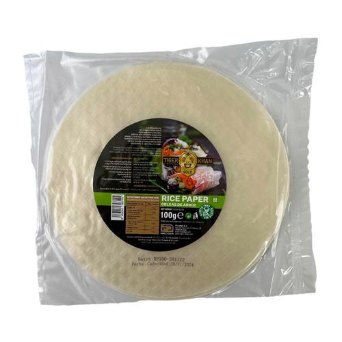 TIGER KHAN Obleas de arroz para rollitos sin gluten 100 g.