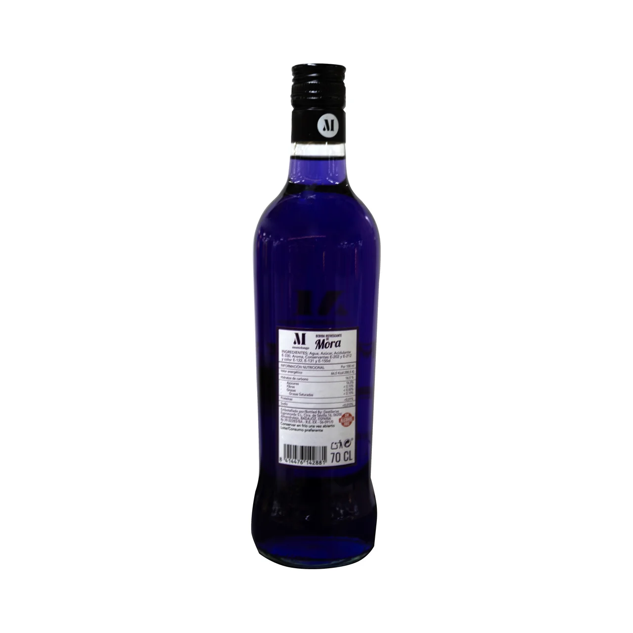Licor de mora sin alcohol botella 70 cl.